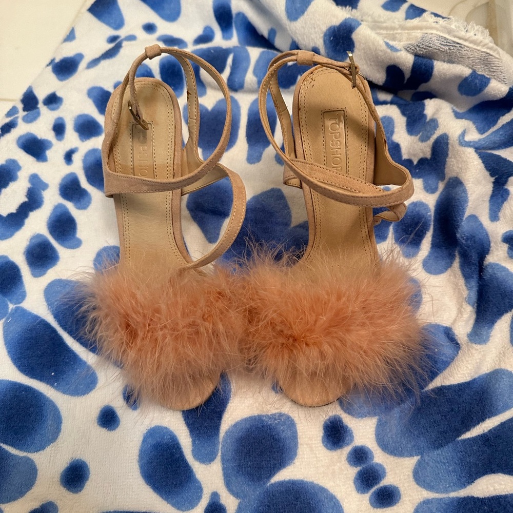 baby pink fluffy heels size 7